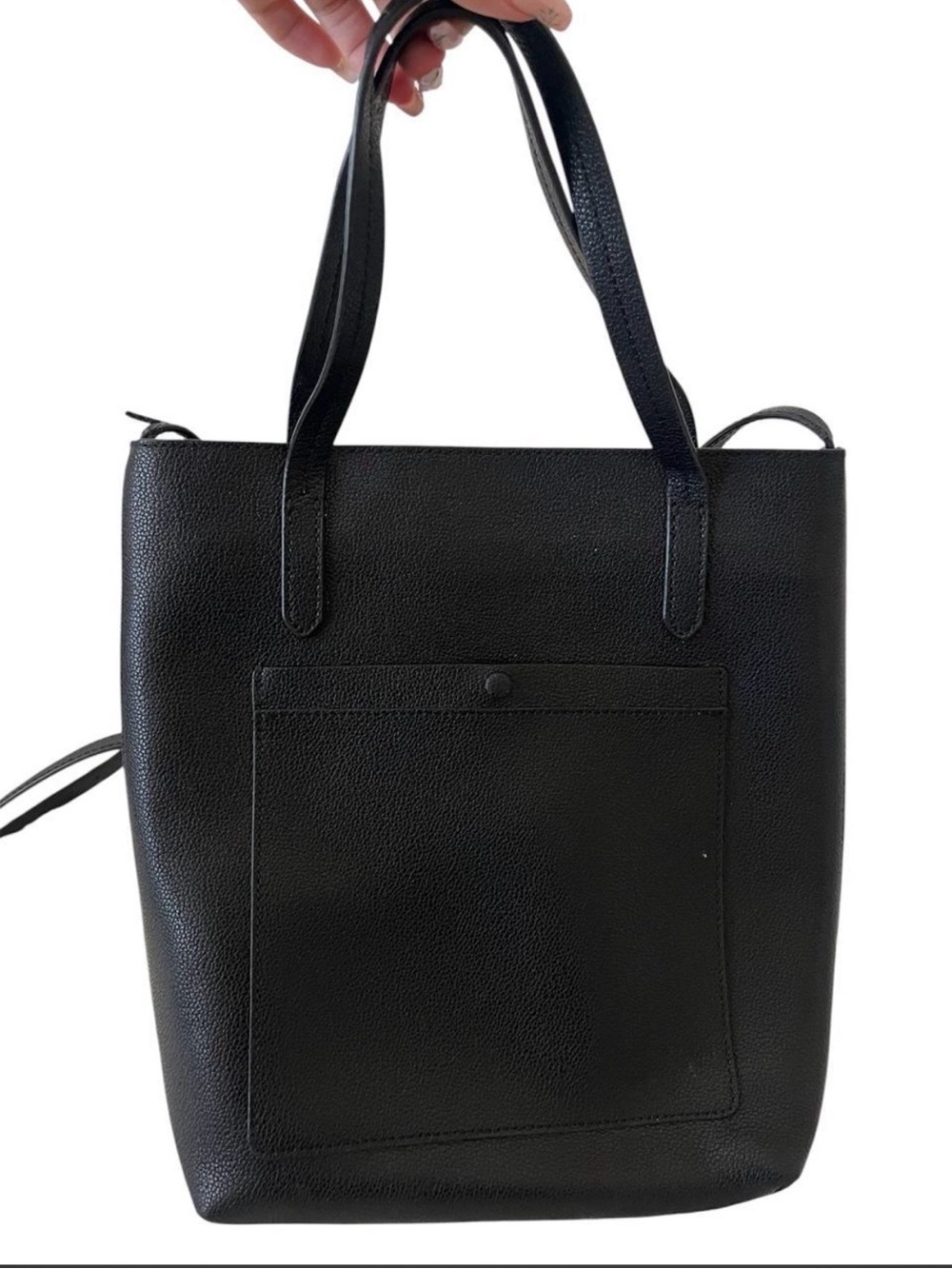 Black Women's Leather Bag with red interior. Minimalist Shoulder & Crossbody